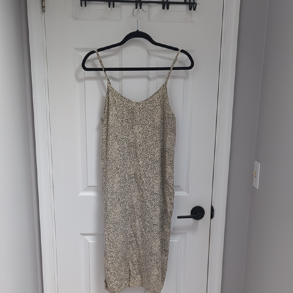Thread & Supply Beige Spotted Slip Midi Dress